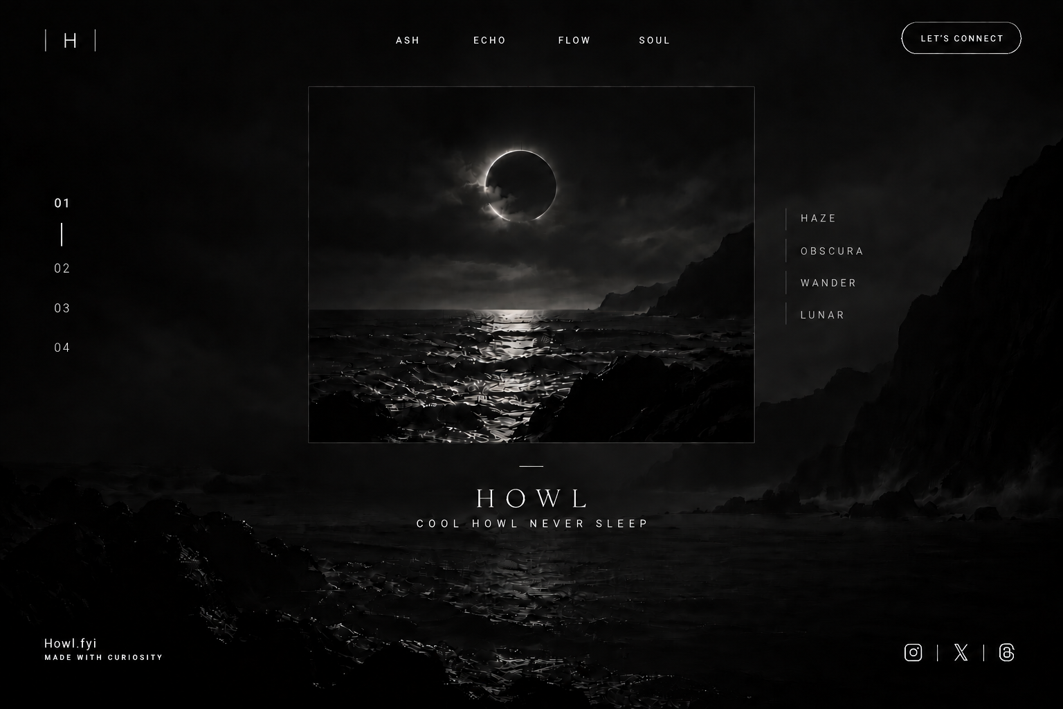 HOWL cinematic eclipse over a dark ocean
